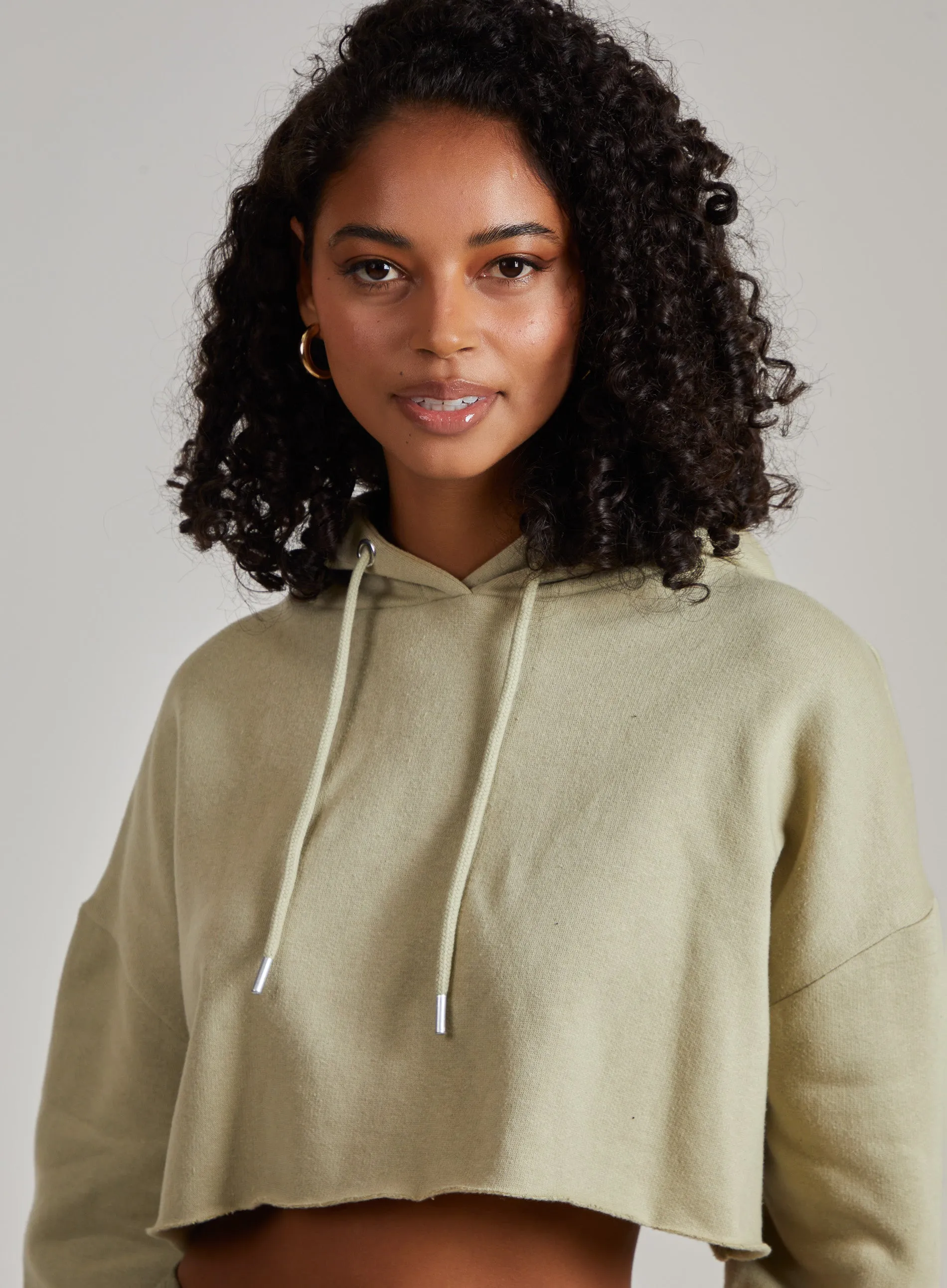 Raw Hem Cropped Hoodie