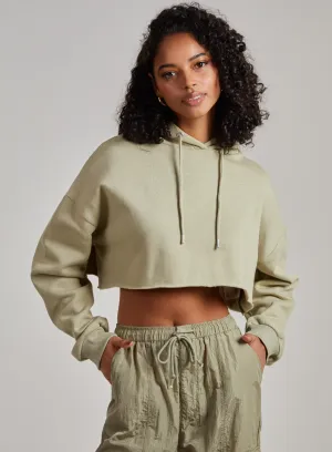 Raw Hem Cropped Hoodie
