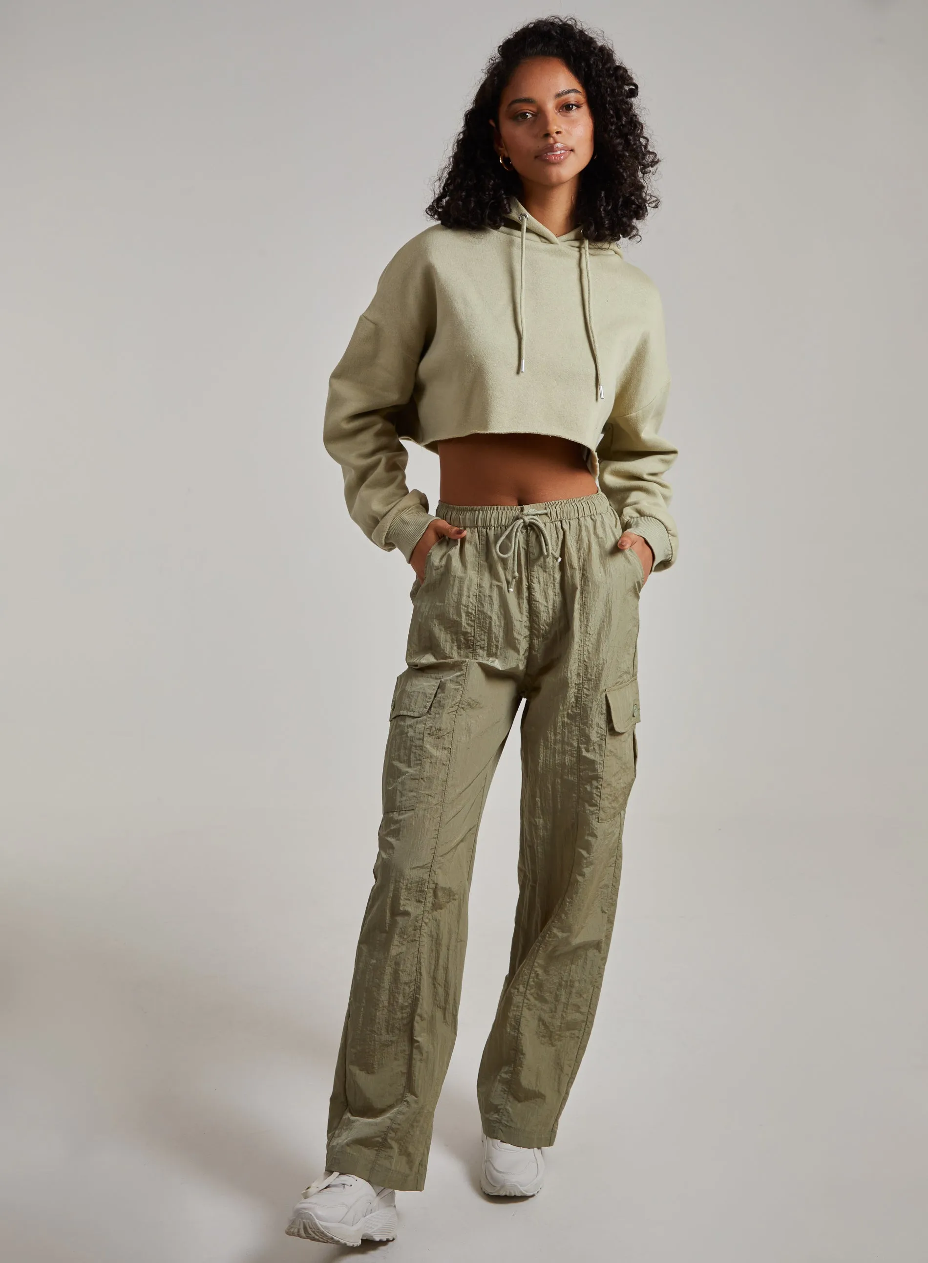 Raw Hem Cropped Hoodie