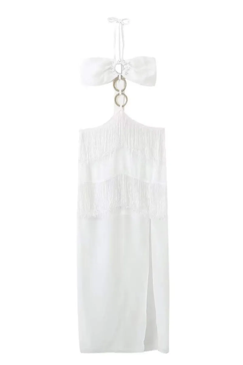 Rebecca Halterneck Tassel Maxi Dress
