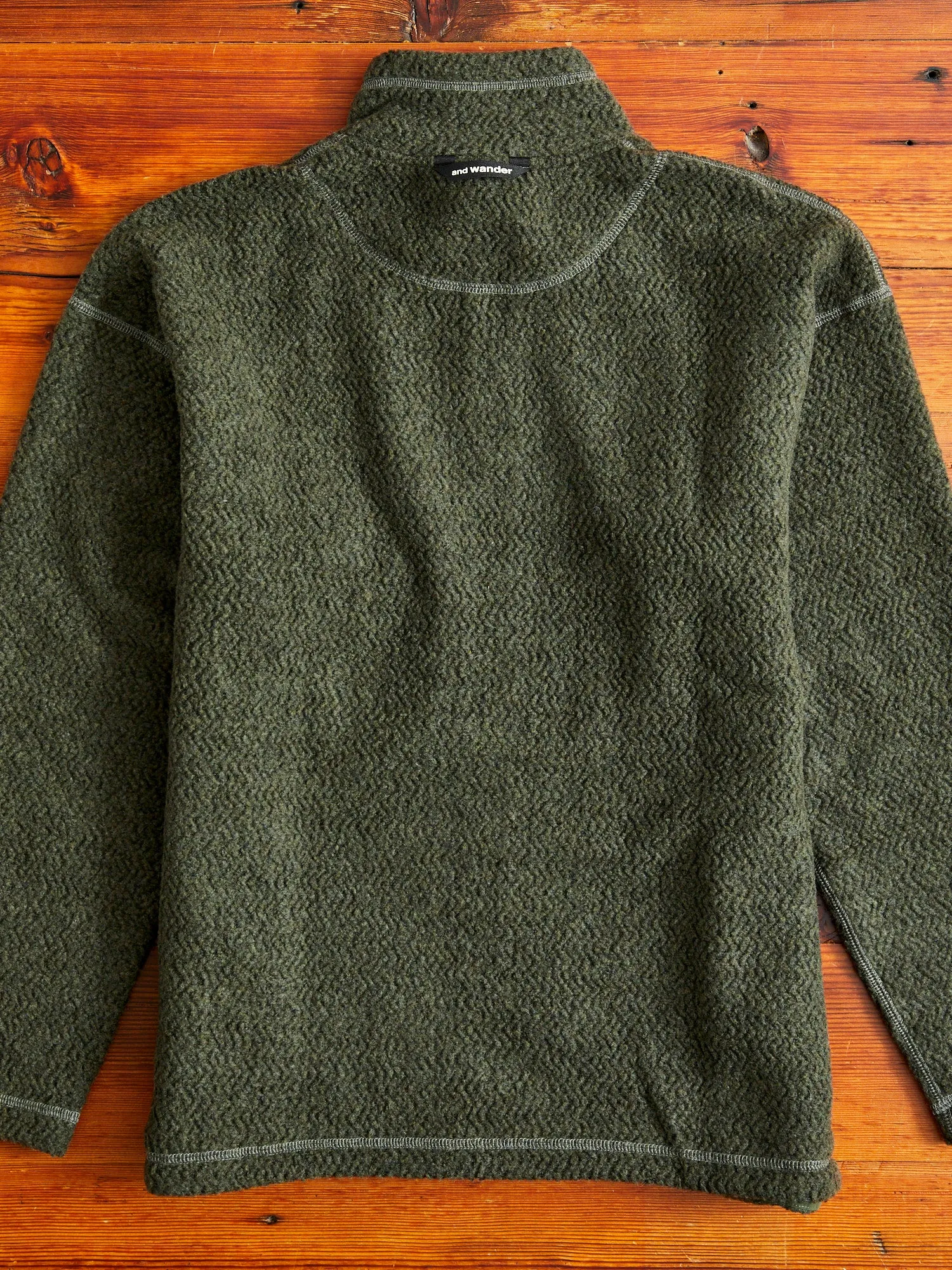 Recycled Wool Jacquard Zip Jacket in Khaki