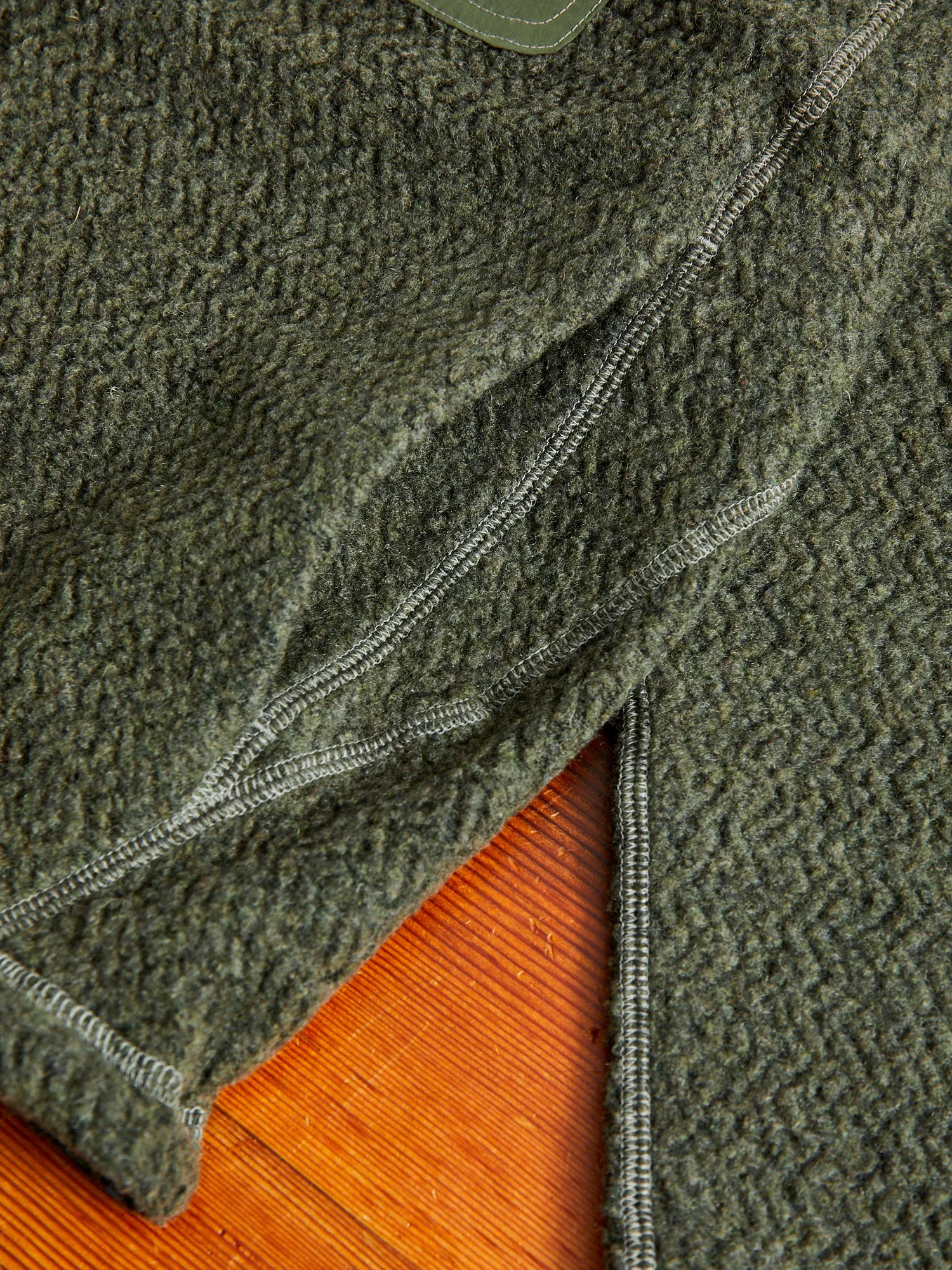 Recycled Wool Jacquard Zip Jacket in Khaki