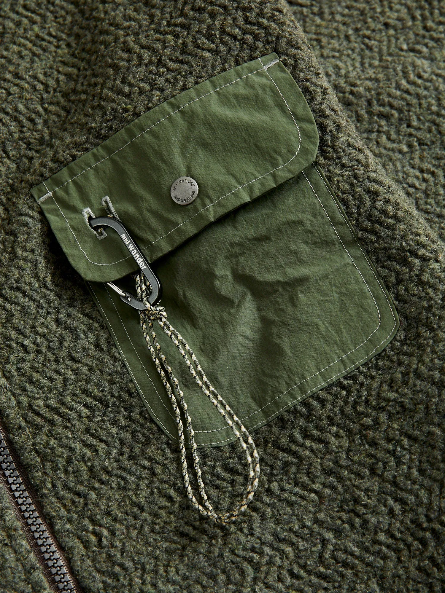 Recycled Wool Jacquard Zip Jacket in Khaki