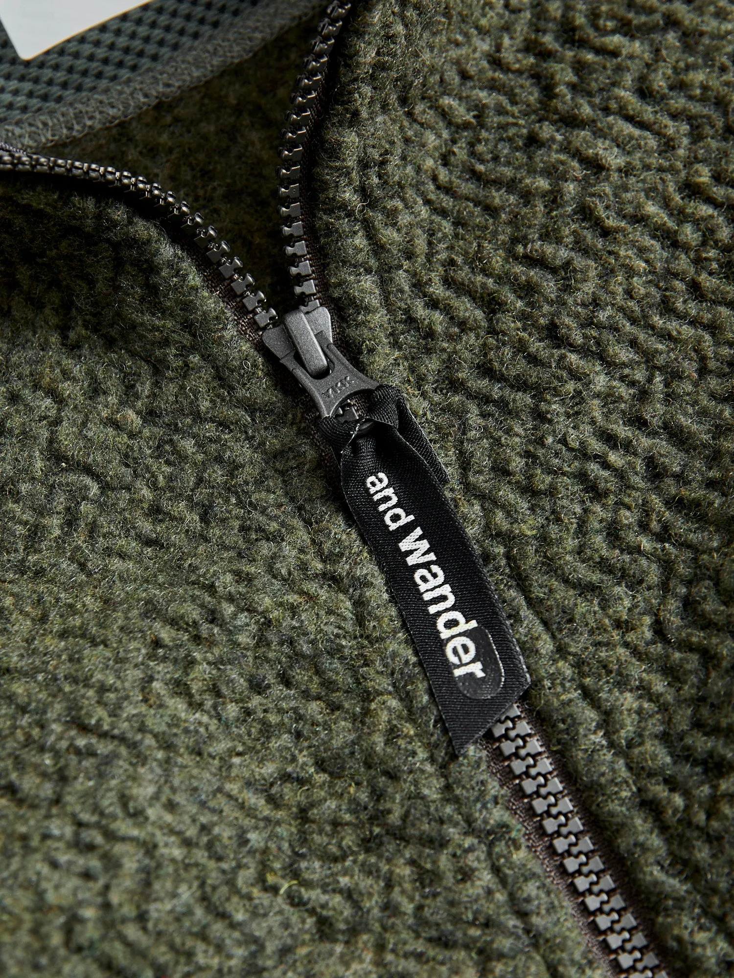 Recycled Wool Jacquard Zip Jacket in Khaki
