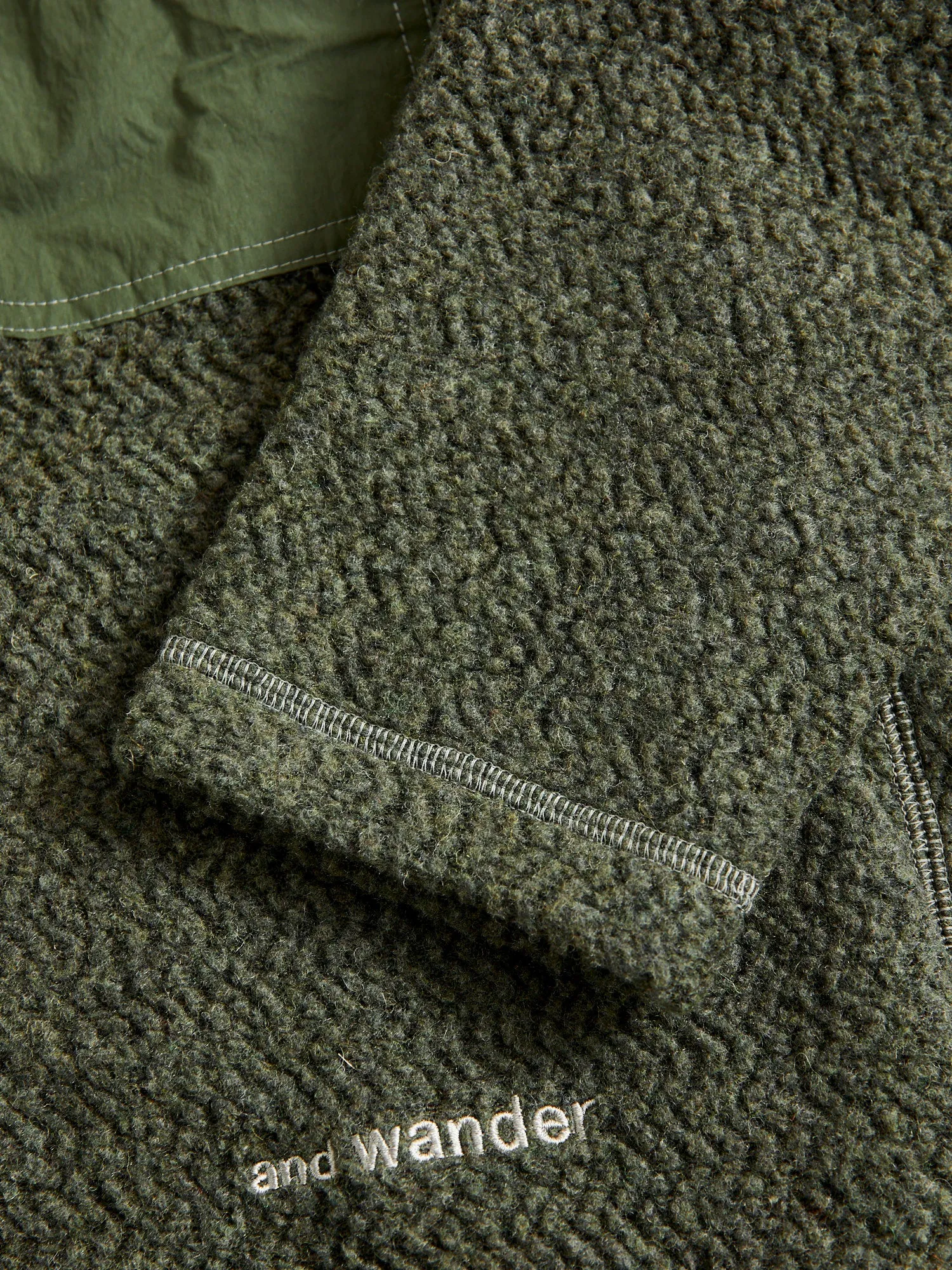 Recycled Wool Jacquard Zip Jacket in Khaki