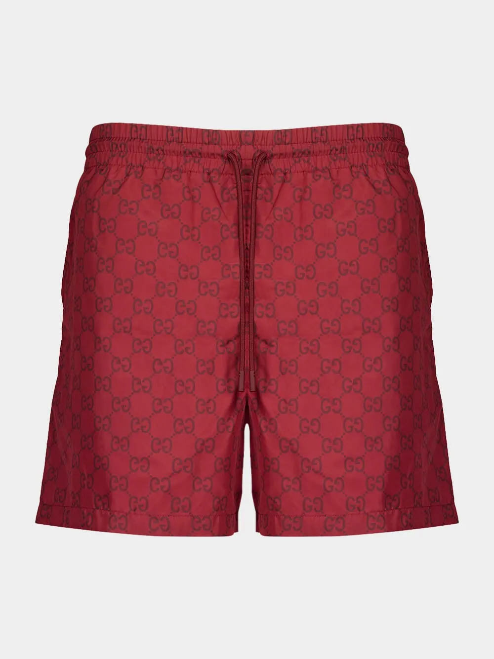 Red GG Print Nylon Swim Shorts