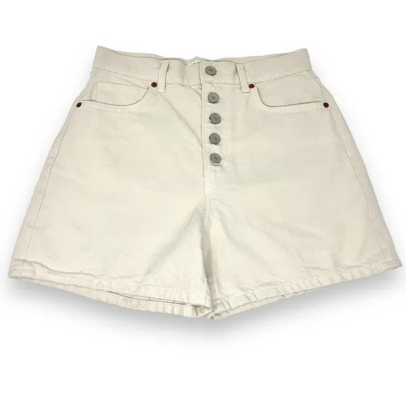 Reformation Amy Button Fly High Rise Beige Jean Denim Shorts Women’s size 27