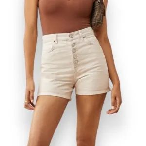 Reformation Amy Button Fly High Rise Beige Jean Denim Shorts Women’s size 27