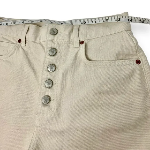 Reformation Amy Button Fly High Rise Beige Jean Denim Shorts Women’s size 27