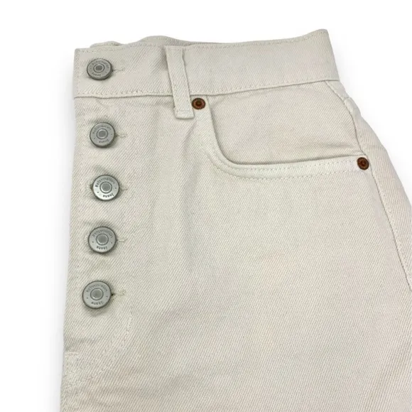 Reformation Amy Button Fly High Rise Beige Jean Denim Shorts Women’s size 27