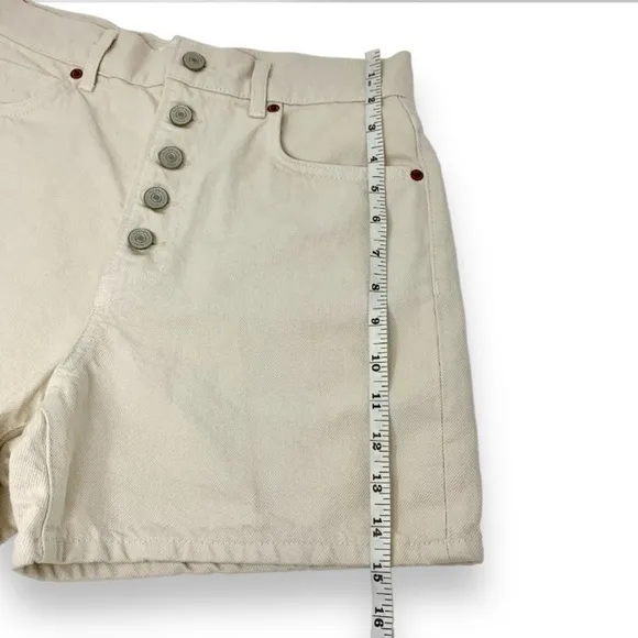Reformation Amy Button Fly High Rise Beige Jean Denim Shorts Women’s size 27