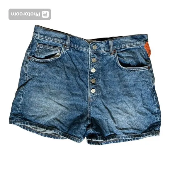 Reformation Amy Button Fly High Rise Denim Jean Shorts Size 31 Shasta Wash