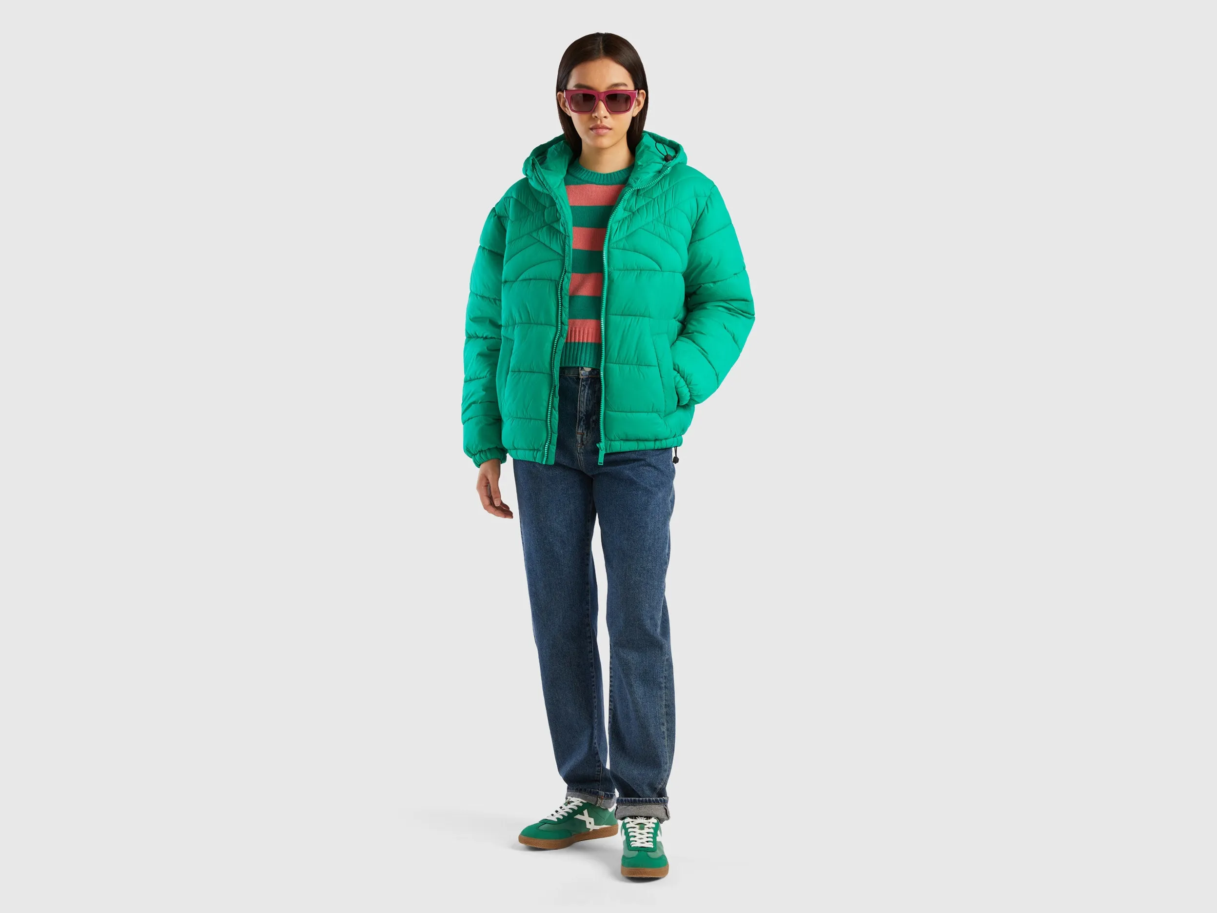 Regular Fit Padded Horizontal Quilting Jacket