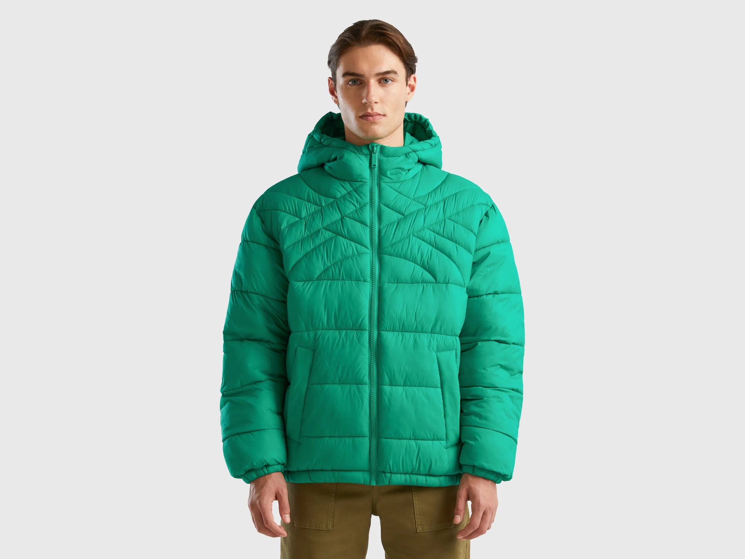 Regular Fit Padded Horizontal Quilting Jacket