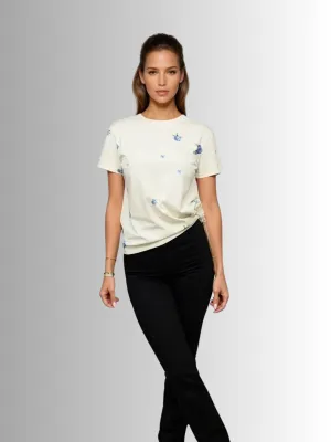 Reign Cuff Sleeve Tie Tee in Peony
