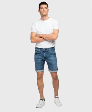 Replay Ma996N Hyperflex Denim Shorts Mid Blue