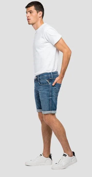 Replay Ma996N Hyperflex Denim Shorts Mid Blue