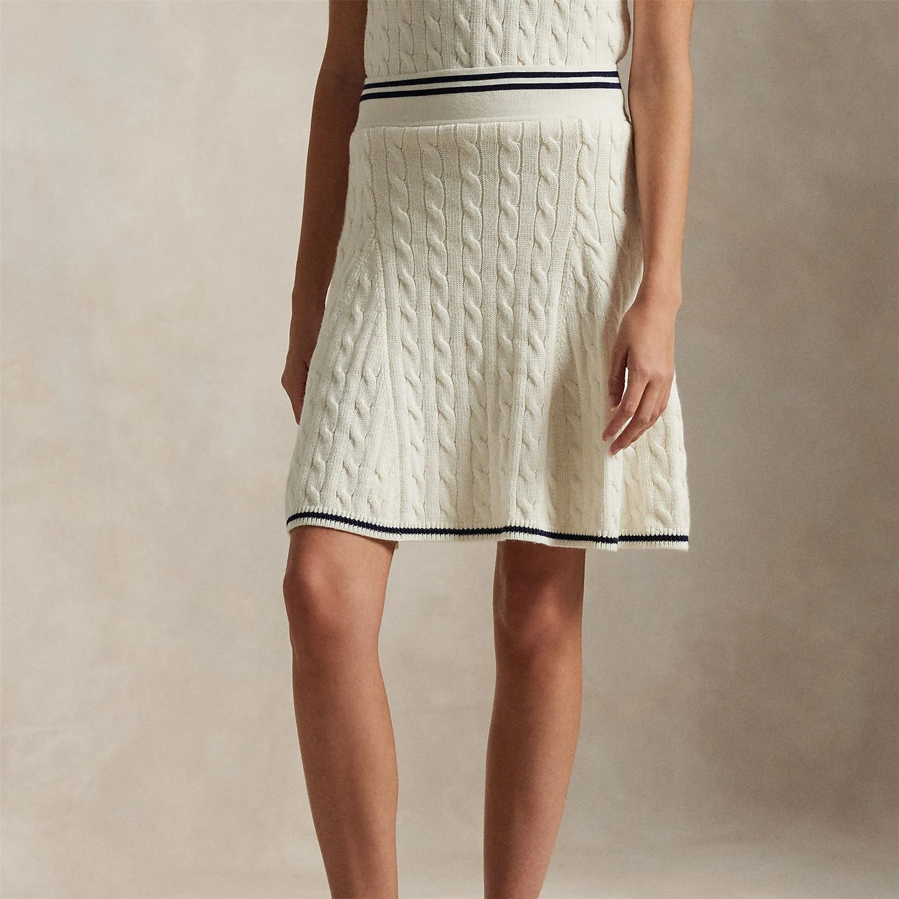RLX A-Line Cotton Blend Skirt White Splash/Refined Navy