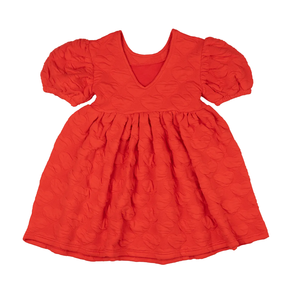 ROCK YOUR BABY RED HEART PUFF SLEEVE DRESS