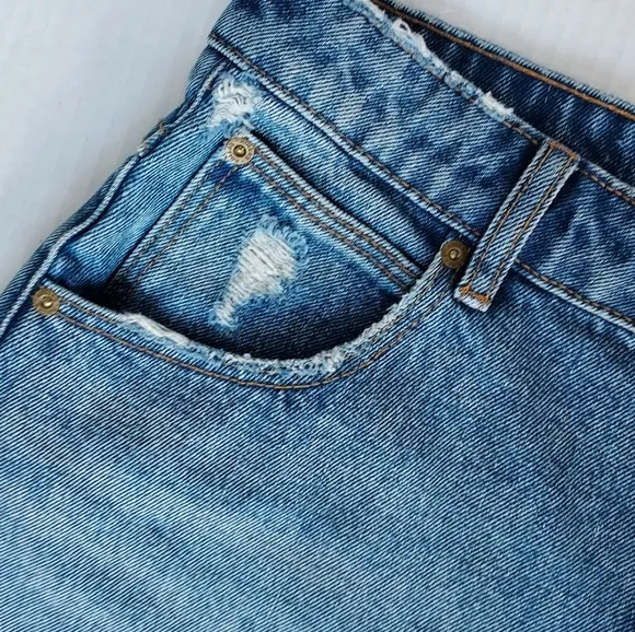 Rolla's Denim High Rise Slim Duster Shorts Size 29 Medium Wash Blue Revolve