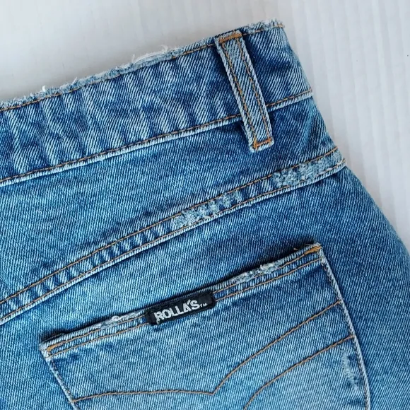 Rolla's Denim High Rise Slim Duster Shorts Size 29 Medium Wash Blue Revolve
