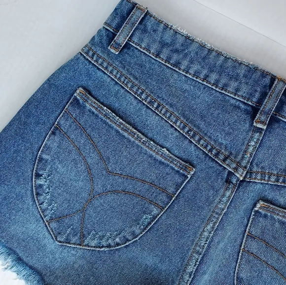 Rolla's Denim High Rise Slim Duster Shorts Size 29 Medium Wash Blue Revolve