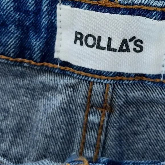 Rolla's Denim High Rise Slim Duster Shorts Size 29 Medium Wash Blue Revolve