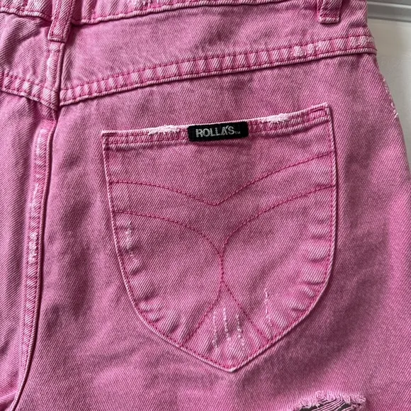 Rolla’s Dusters High Rise Slim Cut Off Shorts Pink (Size 30)