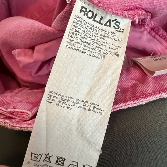Rolla’s Dusters High Rise Slim Cut Off Shorts Pink (Size 30)