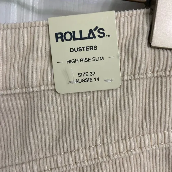 Rolla’s Dusters Hugh Rise Slim Cream Corduroy Women's Shorts Size 32 NWT