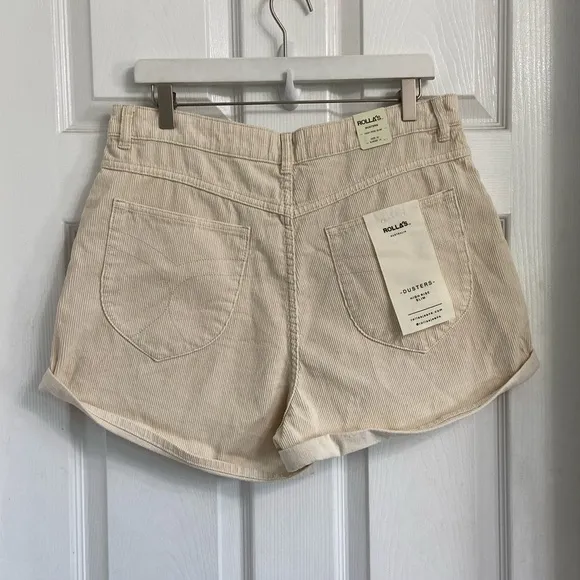 Rolla’s Dusters Hugh Rise Slim Cream Corduroy Women's Shorts Size 32 NWT