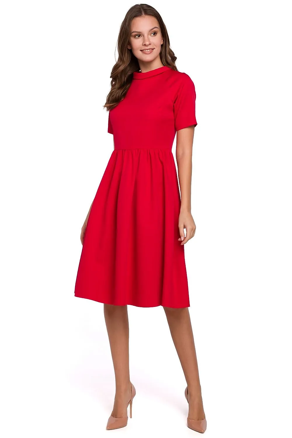 Ruffled Sleeve Fitted Dress