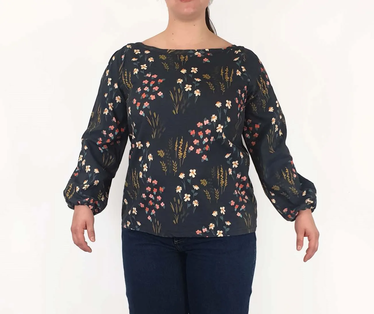 Rummage Style black floral print long sleeve top size 16