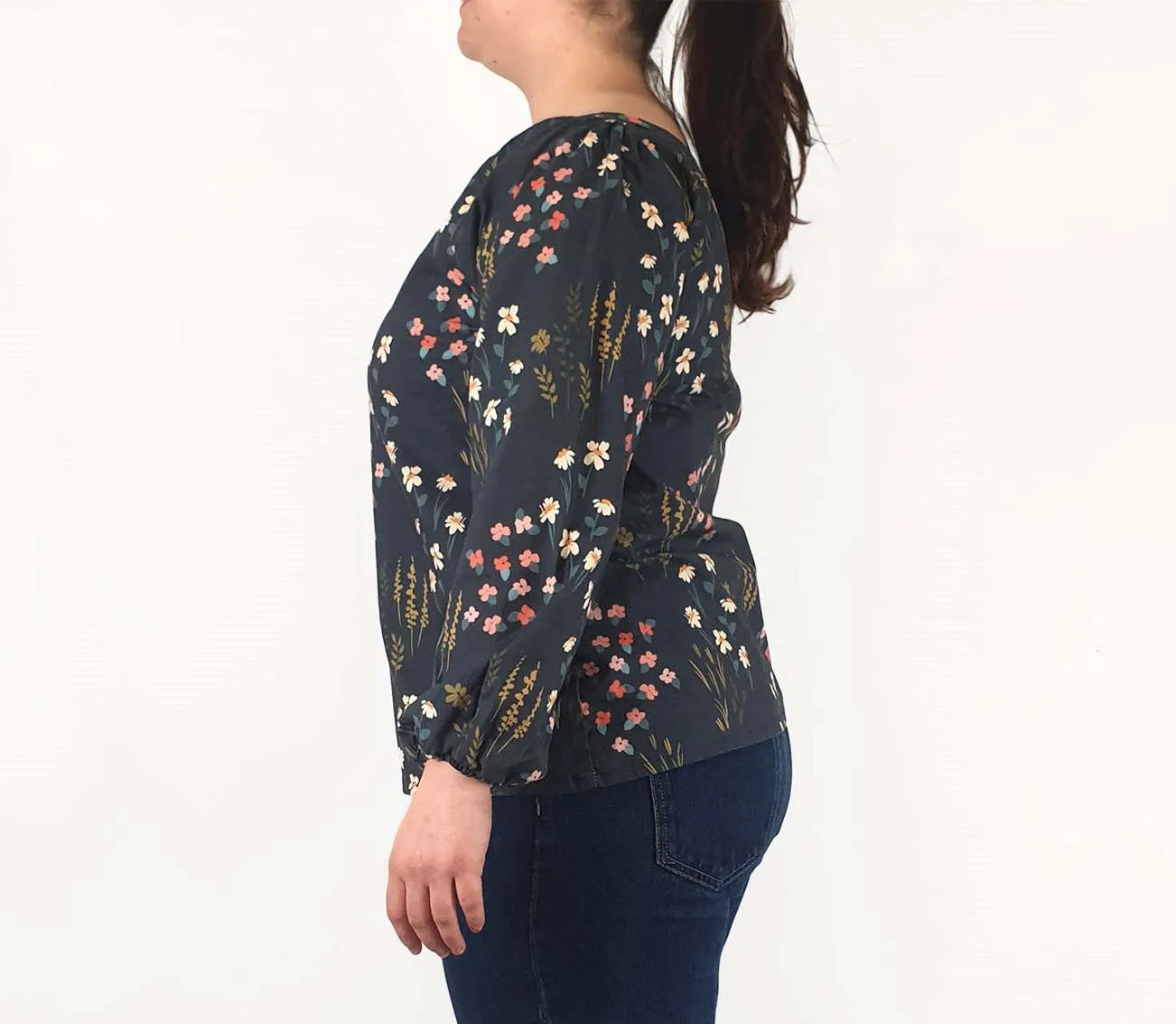 Rummage Style black floral print long sleeve top size 16