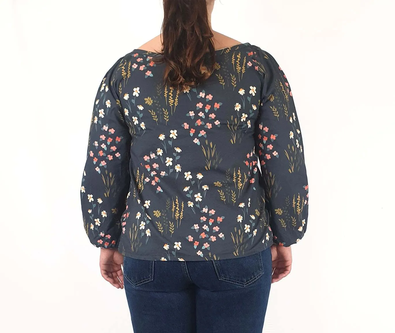 Rummage Style black floral print long sleeve top size 16