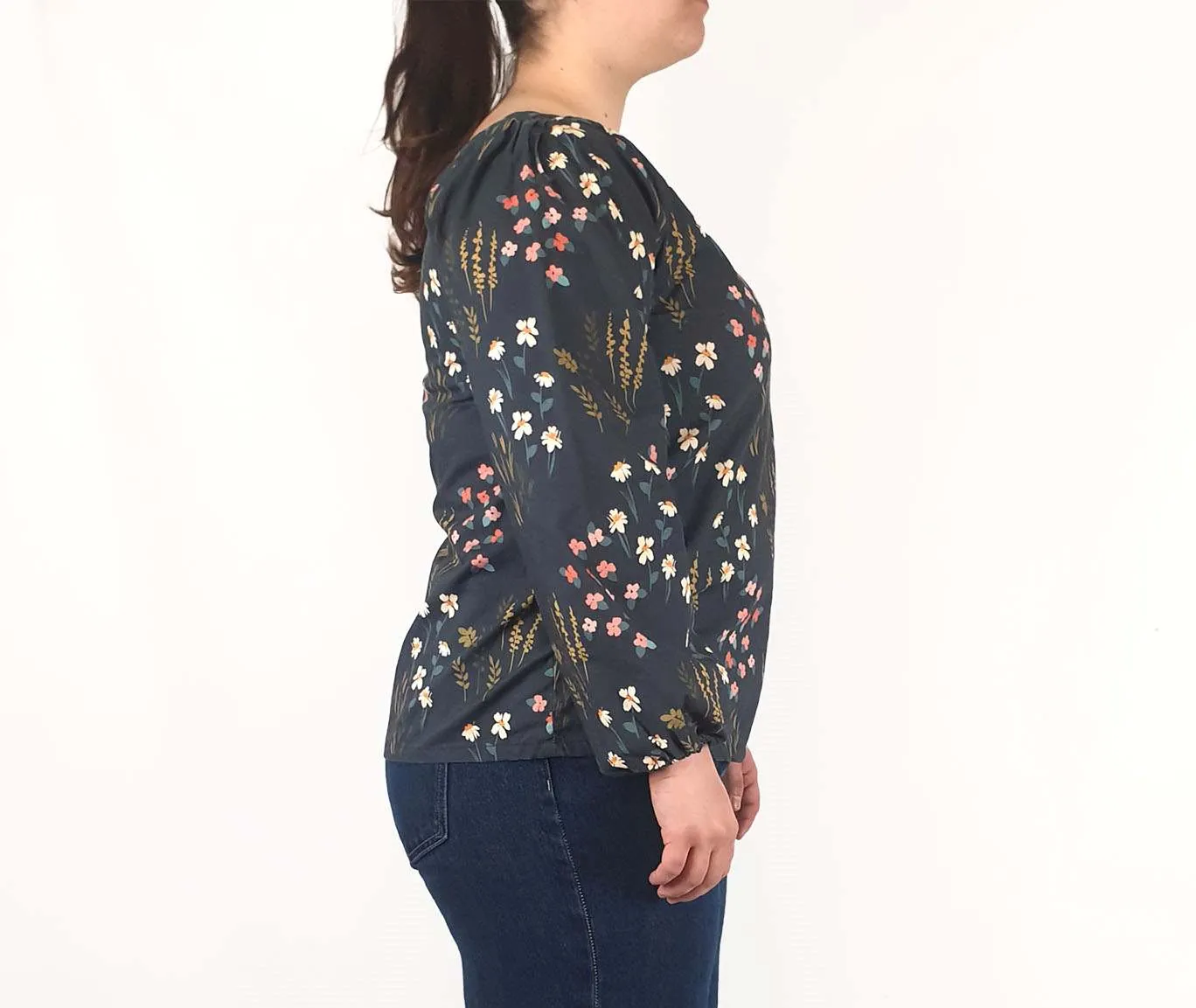 Rummage Style black floral print long sleeve top size 16