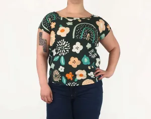 Rummage Style green flower print top size 16