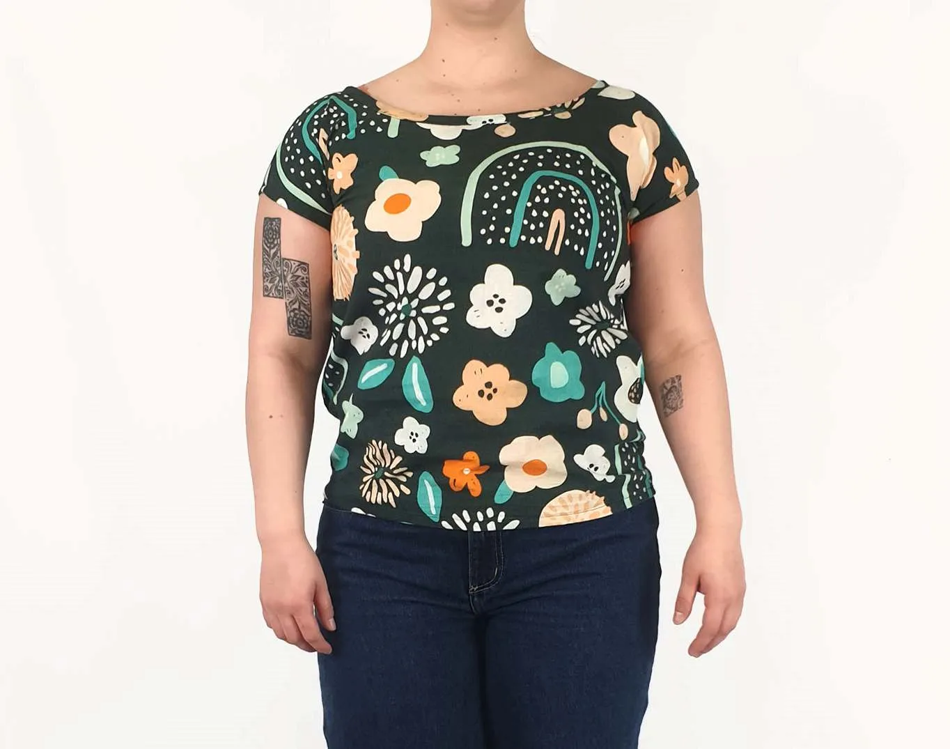 Rummage Style green flower print top size 16