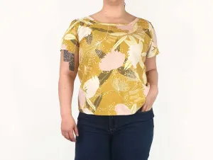 Rummage Style mustard floral print top size 16