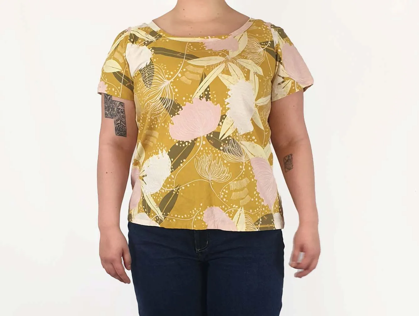 Rummage Style mustard floral print top size 16