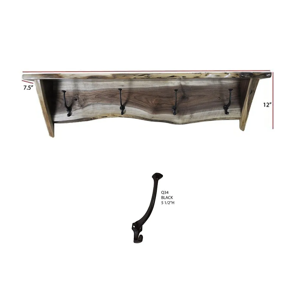 Rustic Walnut Coat Rack With Shelf