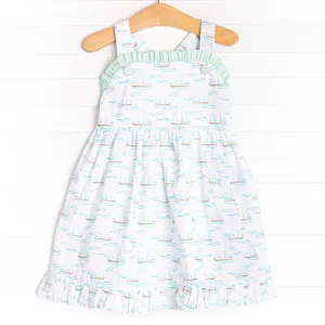 Sailor At Sea Ruffle Dress, Blue