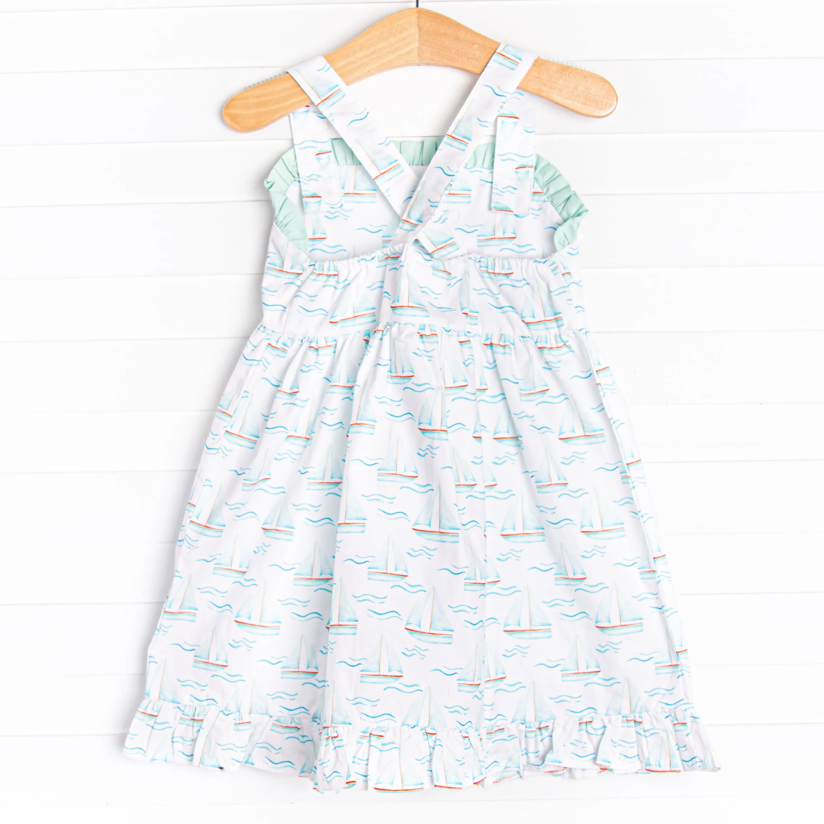 Sailor At Sea Ruffle Dress, Blue