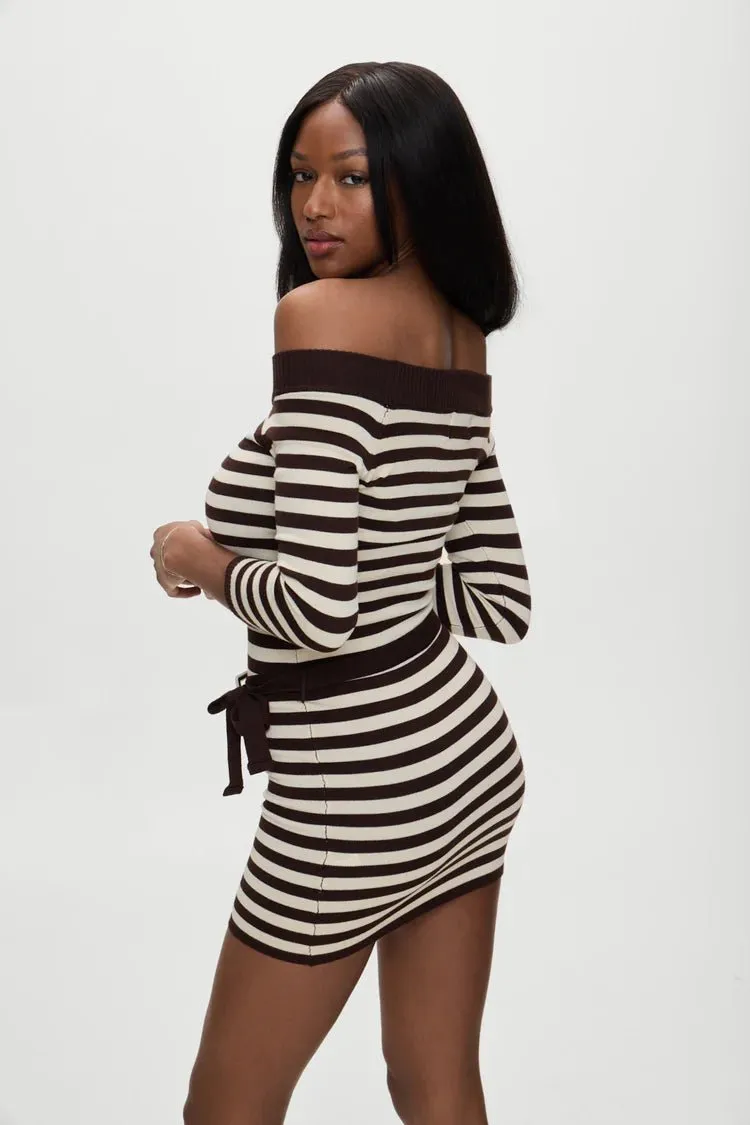 Saloon Knit Mini Dress in Cowboy Stripe