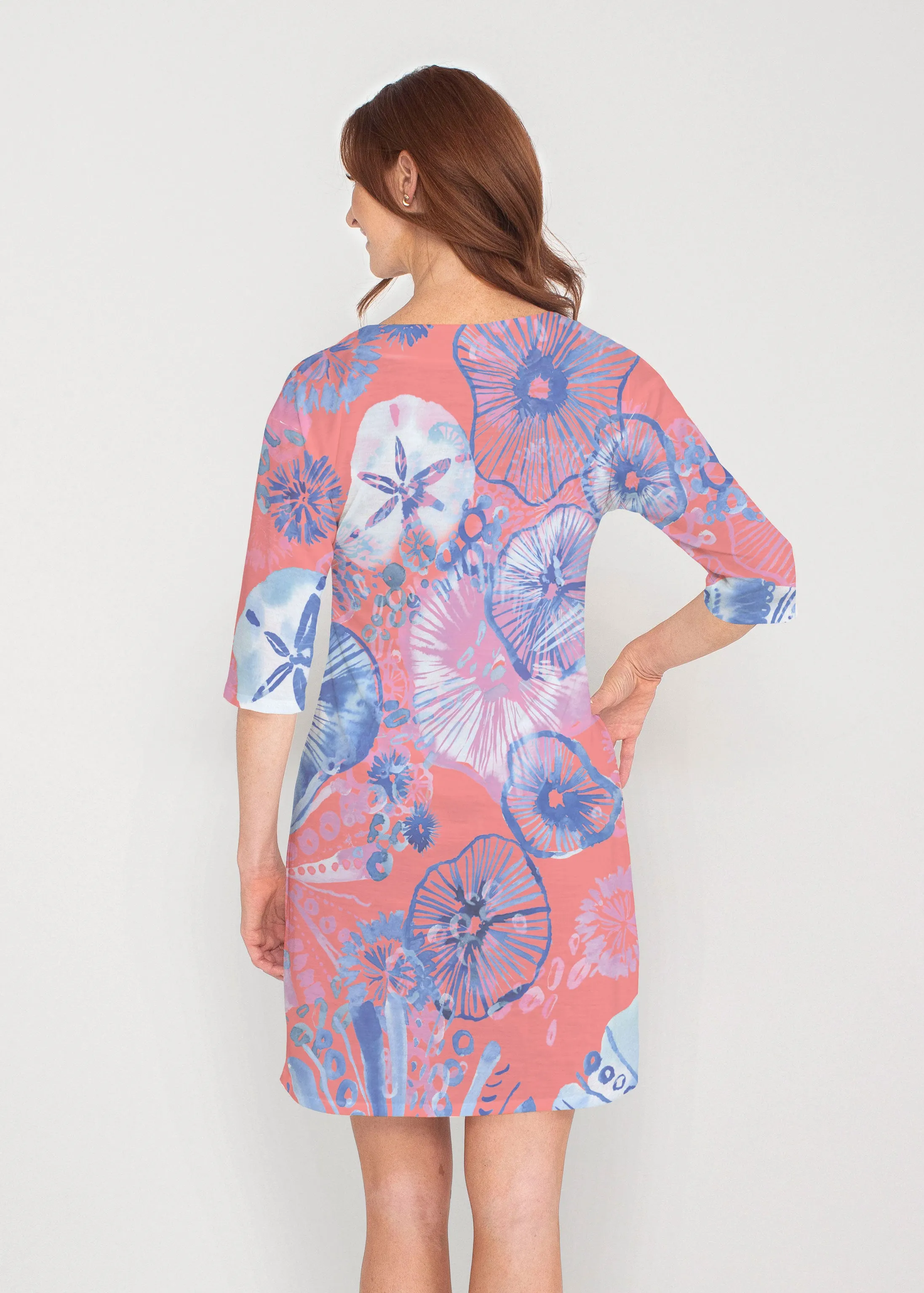 Sand Dollar (16257) ~ Drop Shoulder 3/4 Sleeve V-Neck Dress