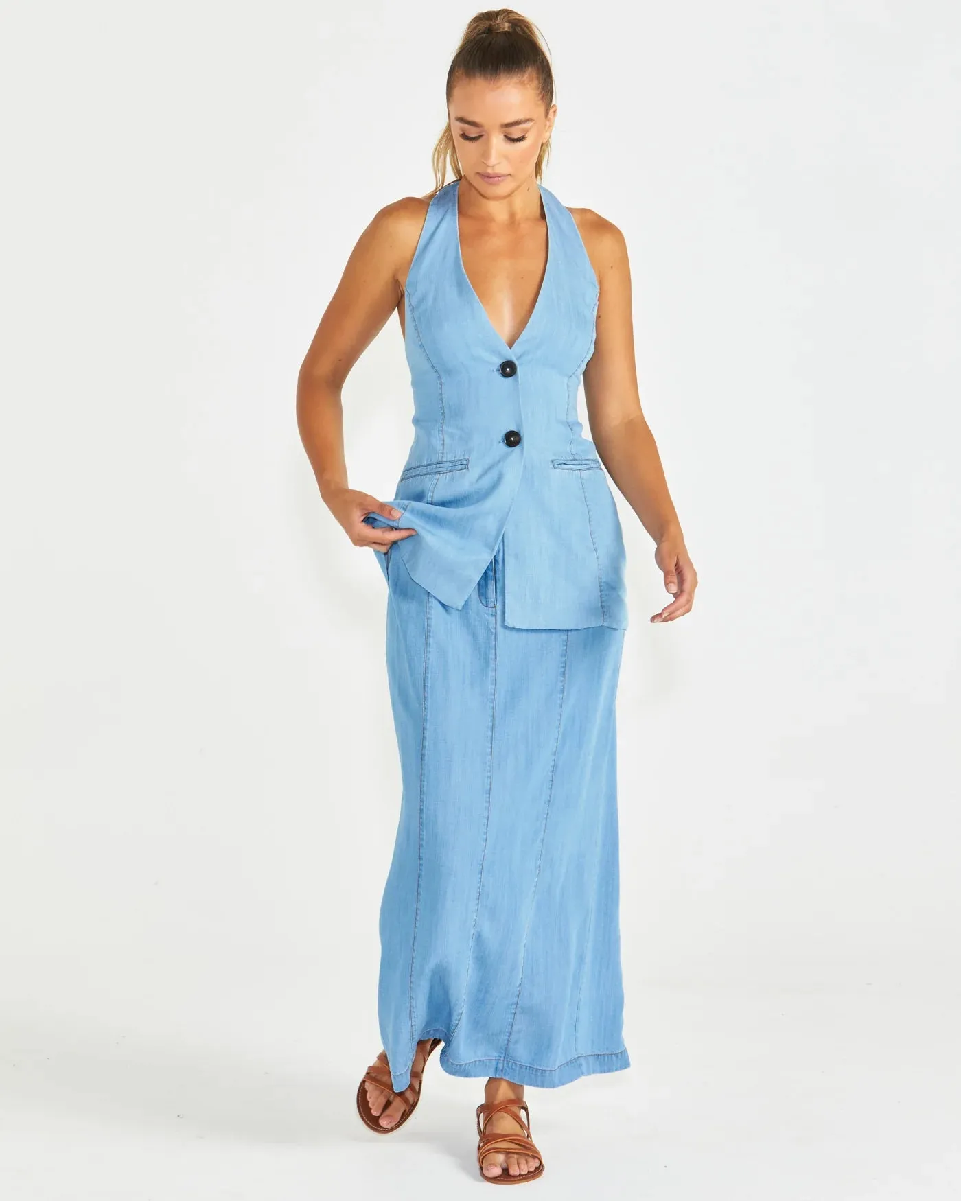 Sass Seville Maxi Skirt - Chambray