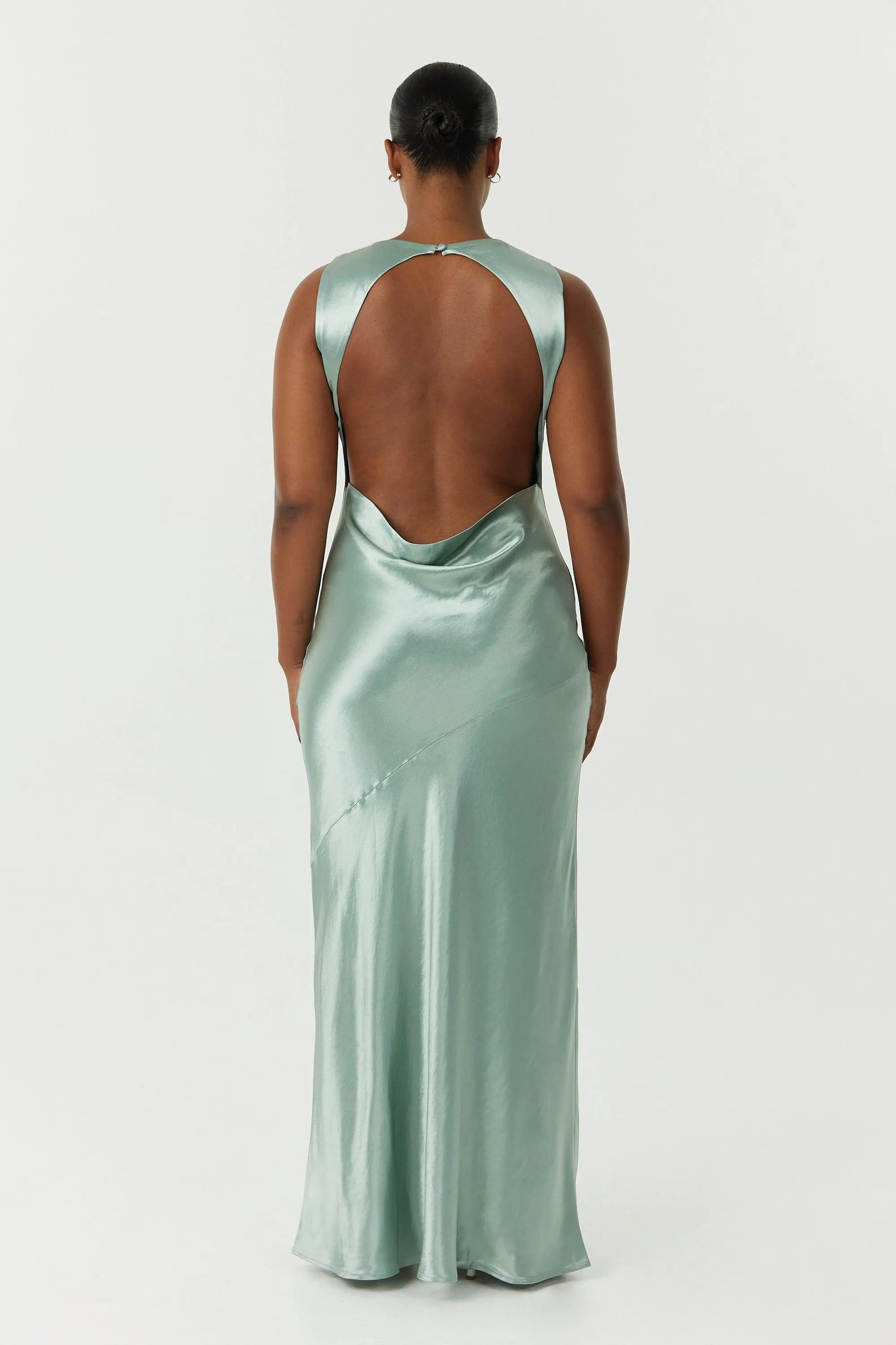 SATIN BIAS COWL BACK MAXI | WAVE