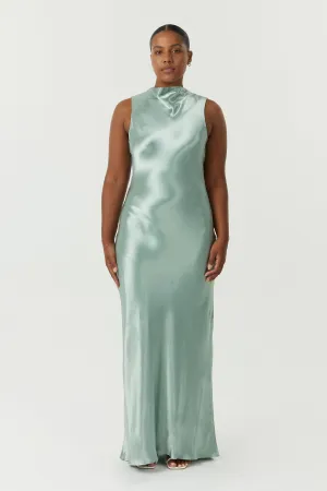 SATIN BIAS COWL BACK MAXI | WAVE