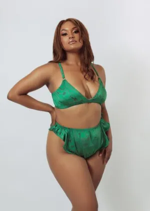 Satin Flutter Panty - Malachite -