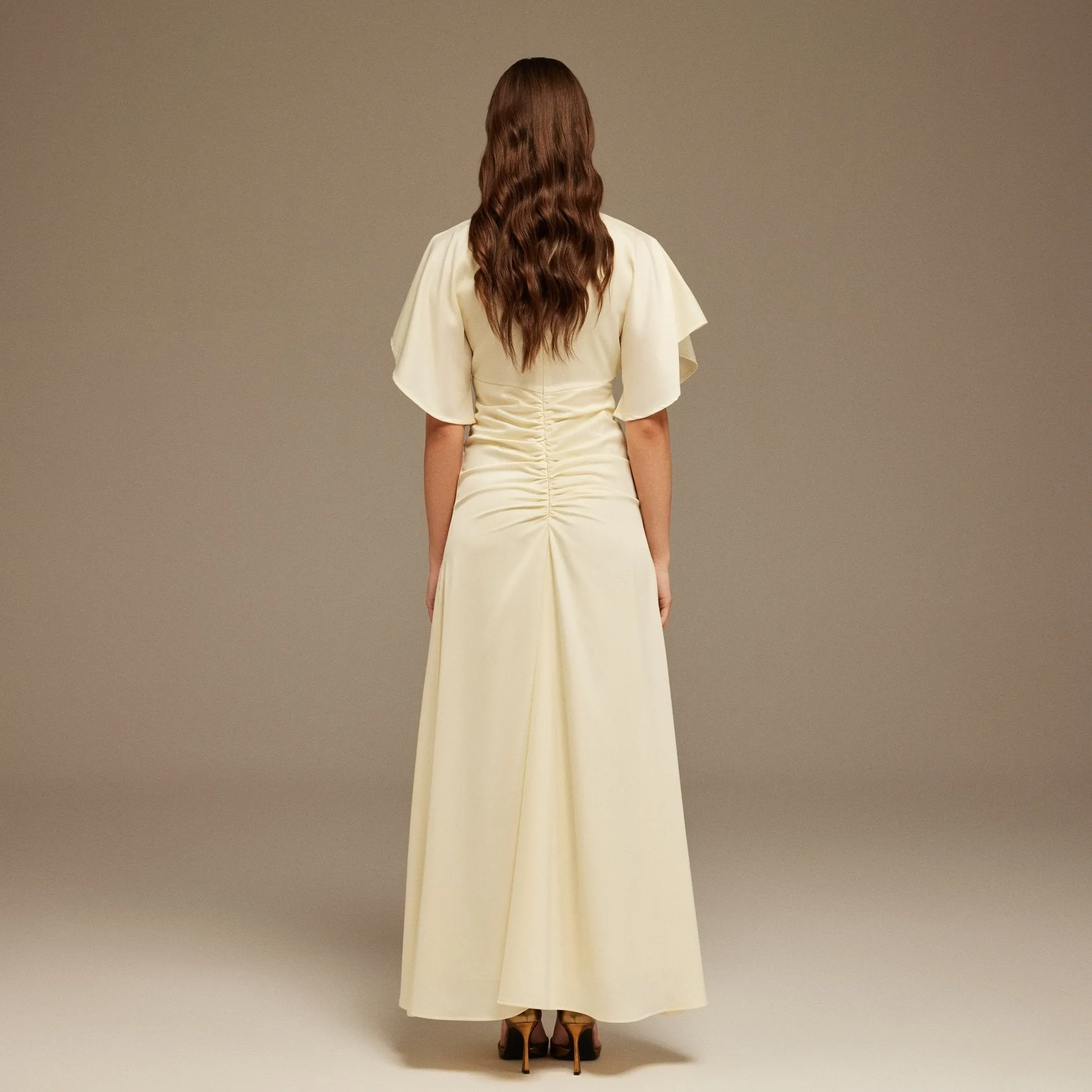 Satin Maxi Dress with Ruched Details